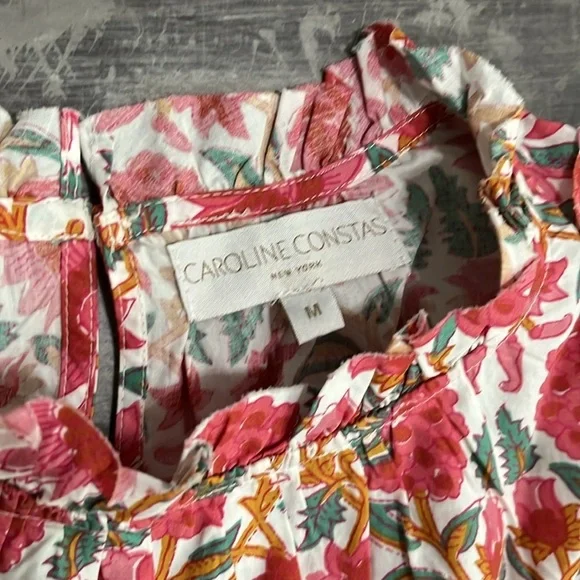 Caroline Constas Strawberry Print Floral Dress Size Medium - Picture 8 of 10